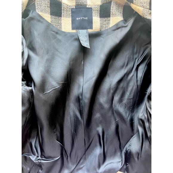 NWT Smythe Duchess Buffalo Check Cutaway Blazer Jacket Beige Black Plaid Size 6 - Picture 9 of 9